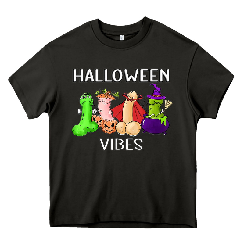 Halloween Vibes Dick Tie Dye Hippie Retro Lazy Costume Heavy Core Tee by ArtMosaic | Teevron