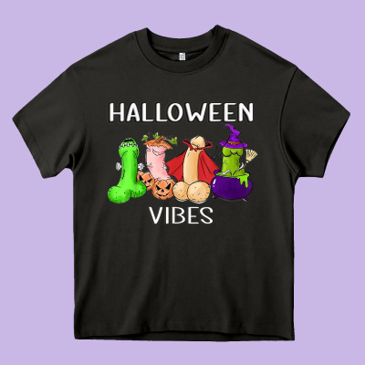 Halloween Vibes Dick Tie Dye Hippie Retro Lazy Costume Heavy Core Tee Designed By Artmosaic