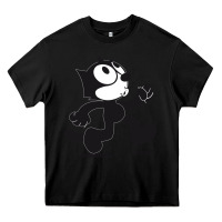 Black felix the cat whistling Heavy Core Tee - ArtMosaic