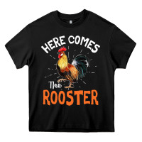Black Here Comes The Rooster Shirt Chicken Lady Outfit 243 Heavy Core Tee - ArtMosaic