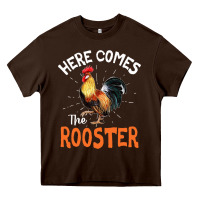 Chocolate Brown Here Comes The Rooster Shirt Chicken Lady Outfit 243 Heavy Core Tee - ArtMosaic