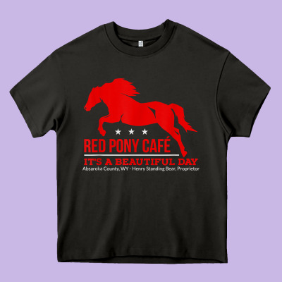 Red Pony Cafe, Funny Cute Horse Lover Heavy Core Tee Designed By Artmosaic