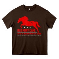Chocolate Brown Red Pony Cafe, Funny cute horse lover Heavy Core Tee - ArtMosaic