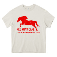 Cream Red Pony Cafe, Funny cute horse lover Heavy Core Tee - ArtMosaic