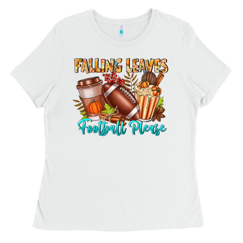 Falling Leaves Football Please Ladies Tee by CowhideDigitalArt | Teevron