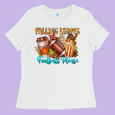 Falling Leaves Football Please Ladies Tee Designed By Cowhidedigitalart