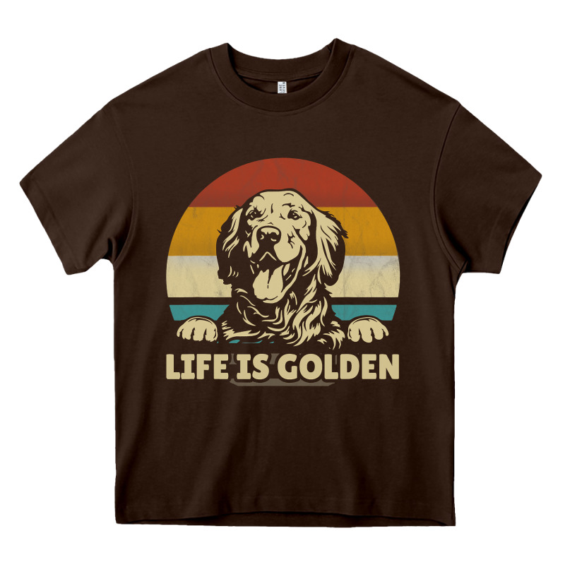 Golden Retriever Dog Life Is Golden Retro Vintage Heavy Core Tee by ArtMosaic | Teevron
