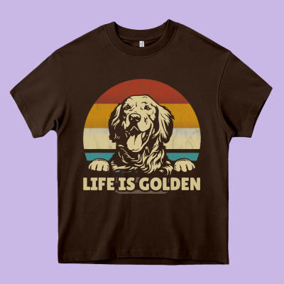 Golden Retriever Dog Life Is Golden Retro Vintage Heavy Core Tee Designed By Artmosaic