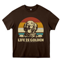 Chocolate Brown Golden Retriever Dog Life is golden retro vintage Heavy Core Tee - ArtMosaic