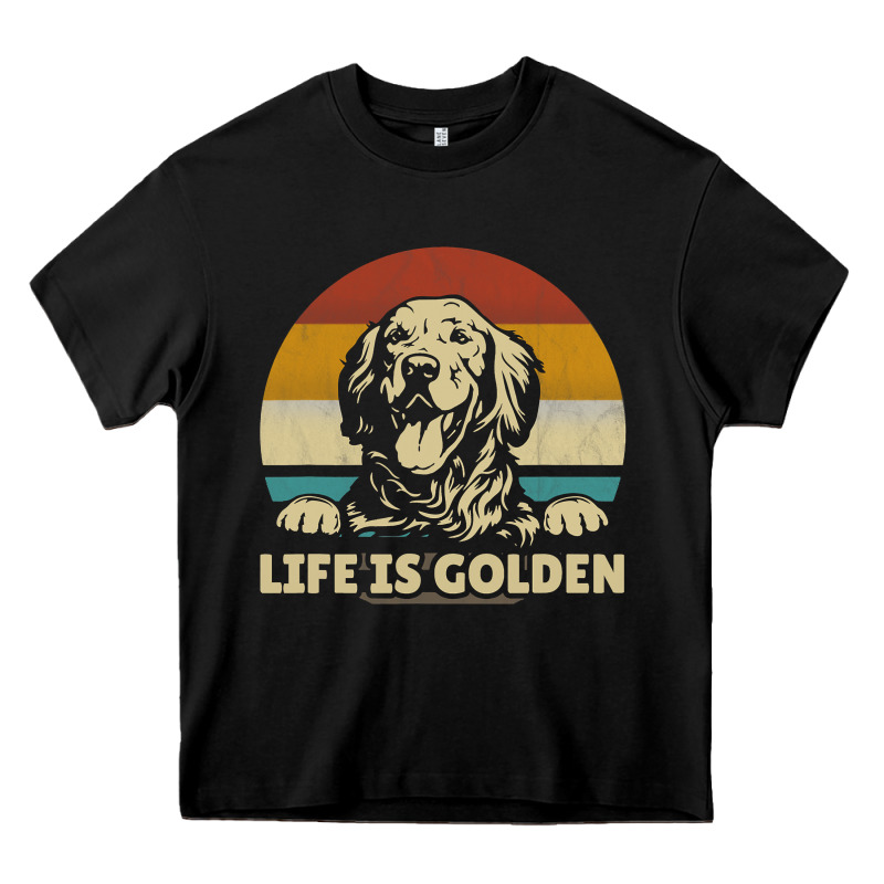Golden Retriever Dog Life Is Golden Retro Vintage Heavy Core Tee by ArtMosaic | Teevron