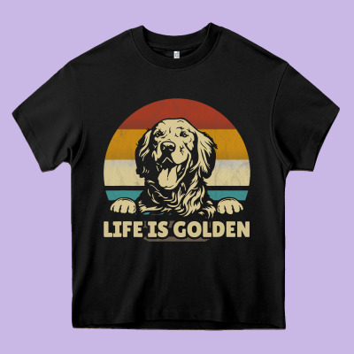 Golden Retriever Dog Life Is Golden Retro Vintage Heavy Core Tee Designed By Artmosaic