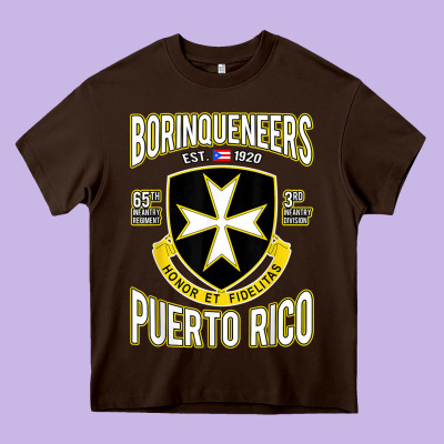 Borinqueneers Puerto Rico Flag Honor Et Fidelitas Heavy Core Tee Designed By Artmosaic