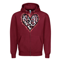 Burgundy Leopard Glitter Heart Zipper Hoodie - Jasminsmagicworld