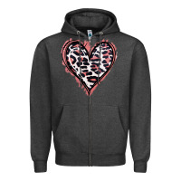 Charcoal Heather Leopard Glitter Heart Zipper Hoodie - Jasminsmagicworld