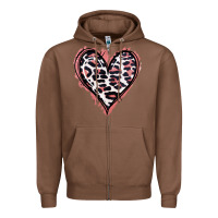 Chestnut Leopard Glitter Heart Zipper Hoodie - Jasminsmagicworld