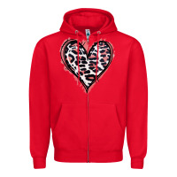 Red Leopard Glitter Heart Zipper Hoodie - Jasminsmagicworld