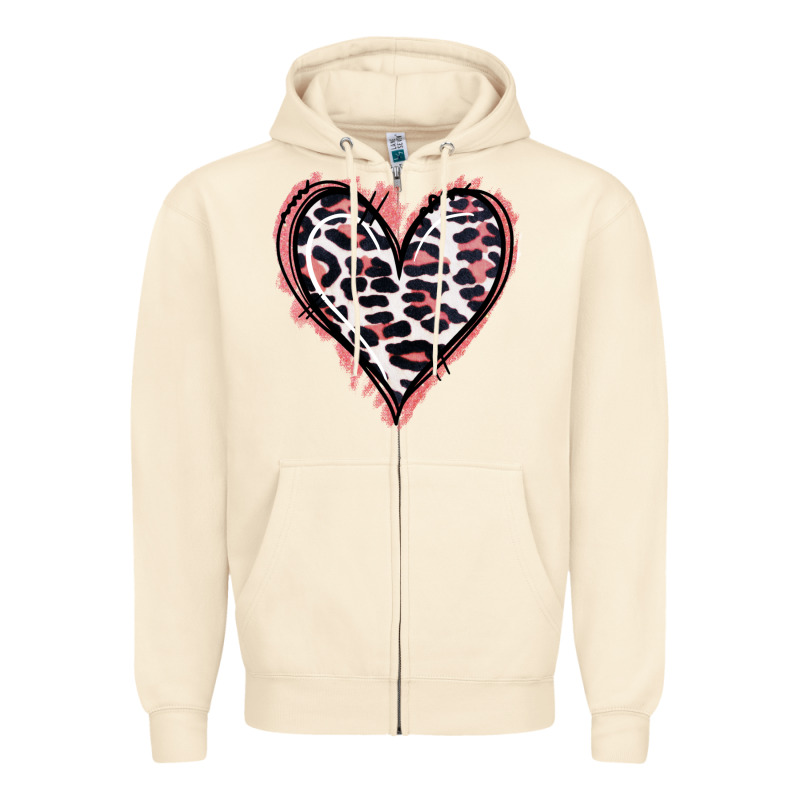 Leopard Glitter Heart Zipper Hoodie by Jasminsmagicworld | Teevron