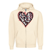 Sandshell Leopard Glitter Heart Zipper Hoodie - Jasminsmagicworld
