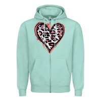 Seafoam Leopard Glitter Heart Zipper Hoodie - Jasminsmagicworld