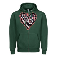 Sports Green Leopard Glitter Heart Zipper Hoodie - Jasminsmagicworld