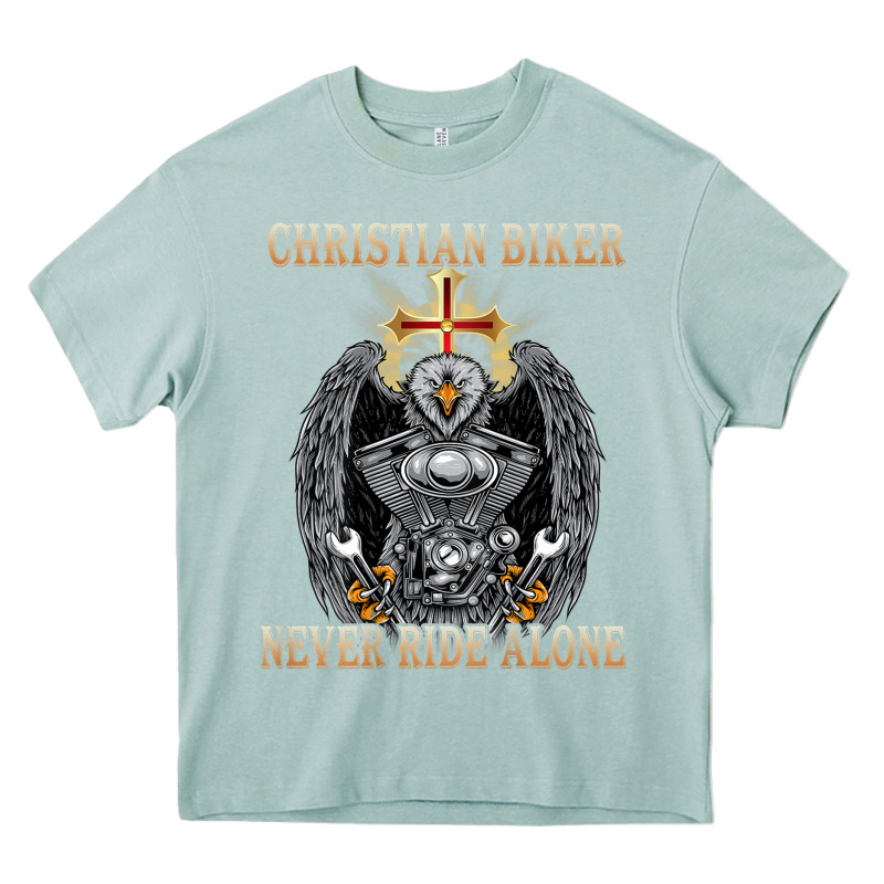 Jesus Christian Biker Never Ride Alone Heavy Core Tee by ArtMosaic | Teevron