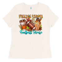 Bone Falling Leaves Football Please Ladies Tee - CowhideDigitalArt