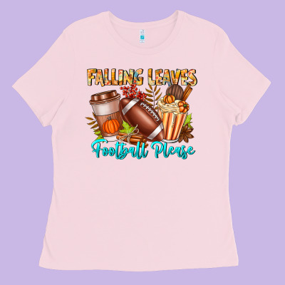 Falling Leaves Football Please Ladies Tee Designed By Cowhidedigitalart