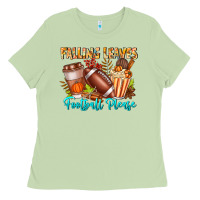 Matcha Falling Leaves Football Please Ladies Tee - CowhideDigitalArt