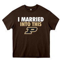 Chocolate Brown Purdue Boilermakers Married Into This - Apparel Heavy Core Tee - ArtMosaic
