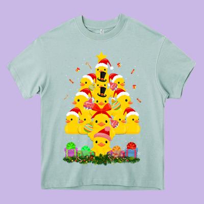 Duck Rubber Duck Christmas Tree Duckie And Quack Christmas 123 Heavy Core Tee Designed By Artmosaic