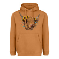 Meerkat highland cow with sunflowers turquoise Heavyweight Hoodie - RanaPortraitStore