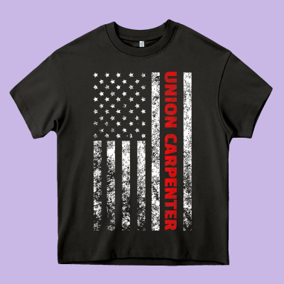 Union Carpenter With A Vintage American Flag For Fans Heavy Core Tee Designed By Artmosaic