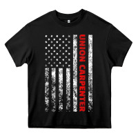 Black Union Carpenter With A Vintage American Flag For Fans Heavy Core Tee - ArtMosaic