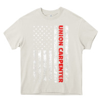 Cream Union Carpenter With A Vintage American Flag For Fans Heavy Core Tee - ArtMosaic