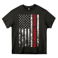 Asphalt Union Carpenter With A Vintage American Flag For Fans Heavy Core Tee - ArtMosaic