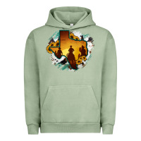 Pigment Oil Green Horsehide Texas Map Cowboys Flag Urban Hoodie - RanaPortraitStore