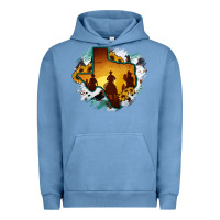 Pigment Pebble Blue Horsehide Texas Map Cowboys Flag Urban Hoodie - RanaPortraitStore