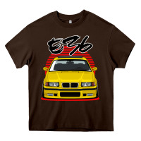 Chocolate Brown Yellow E36 Heavy Core Tee - ArtMosaic