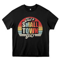 Black Limited Edition Retro Vintage Just A Small Town Girl Heavy Core Tee - ArtMosaic
