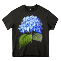 Asphalt Blue  hydrangea Heavy Core Tee - ArtMosaic