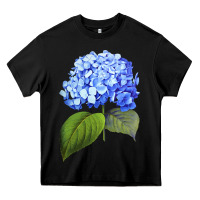 Black Blue  hydrangea Heavy Core Tee - ArtMosaic