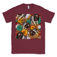 Burgundy baby hampshire pig sunflowers seamless pattern Classic Tee - FaDigitalArtStudio