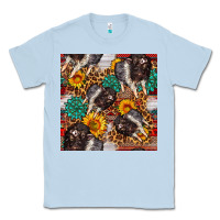 Dusty Blue baby hampshire pig sunflowers seamless pattern Classic Tee - FaDigitalArtStudio