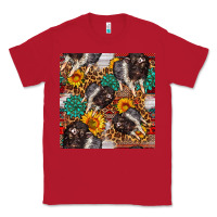 Red baby hampshire pig sunflowers seamless pattern Classic Tee - FaDigitalArtStudio