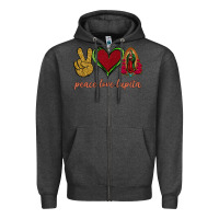 Charcoal Heather Peace Love Lupita Zipper Hoodie - Jasminsmagicworld