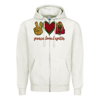 Oatmeal Heather Peace Love Lupita Zipper Hoodie - Jasminsmagicworld