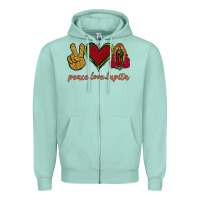 Seafoam Peace Love Lupita Zipper Hoodie - Jasminsmagicworld
