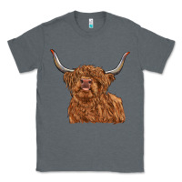 Charcoal Heather highland cow Classic Tee - RanaPortraitStore