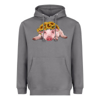 Storm baby pig with sunflower headband Heavyweight Hoodie - RanaPortraitStore
