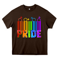 Chocolate Brown Pride Barcode Heavy Core Tee - FaDigitalArtStudio